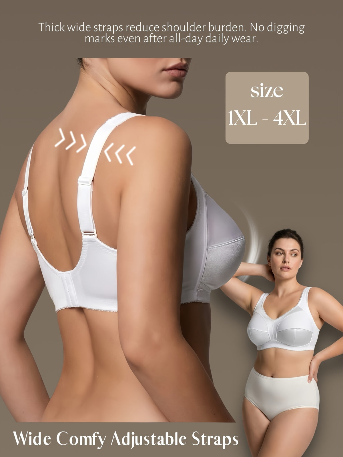 Soutien-gorge grande taille — Bonnet satiné, côtés hauts