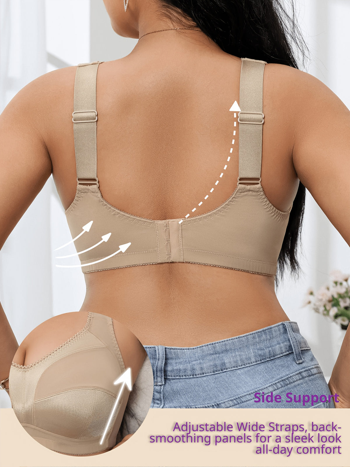 Soutien-gorge grande taille — Bonnet satiné, côtés hauts