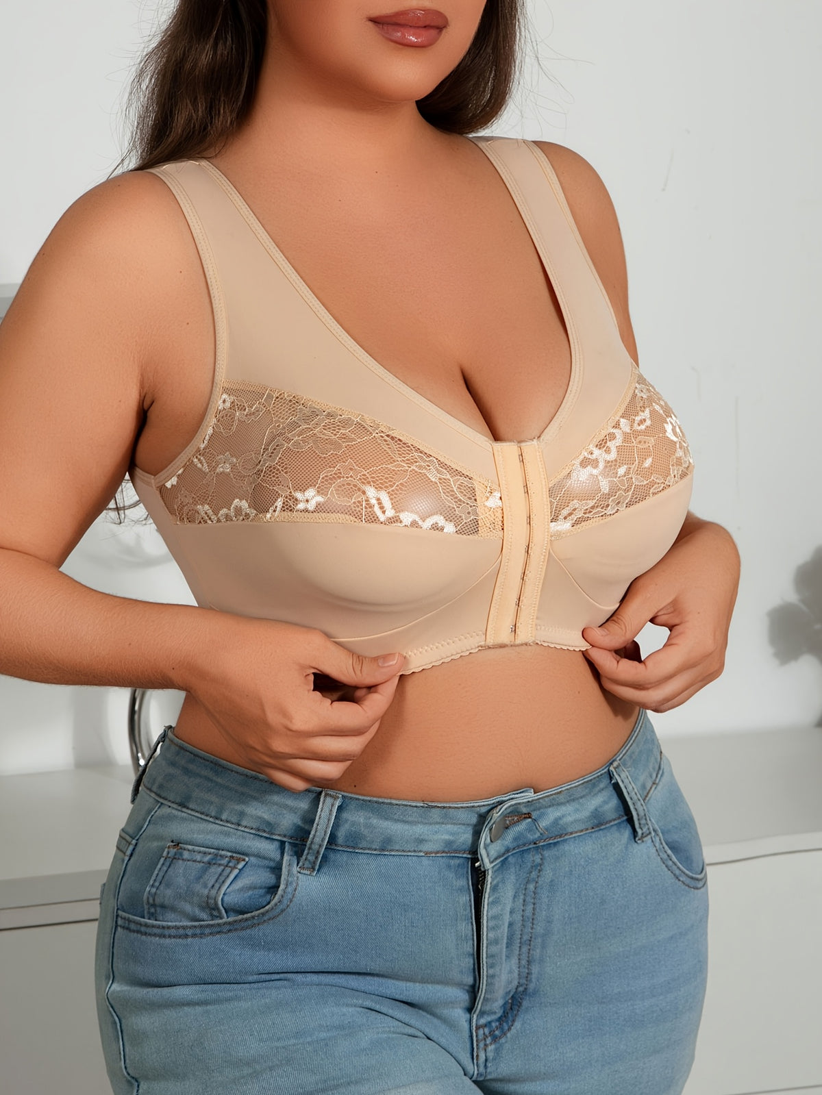Soutien-gorge couvrant grande taille, bande de dentelle
