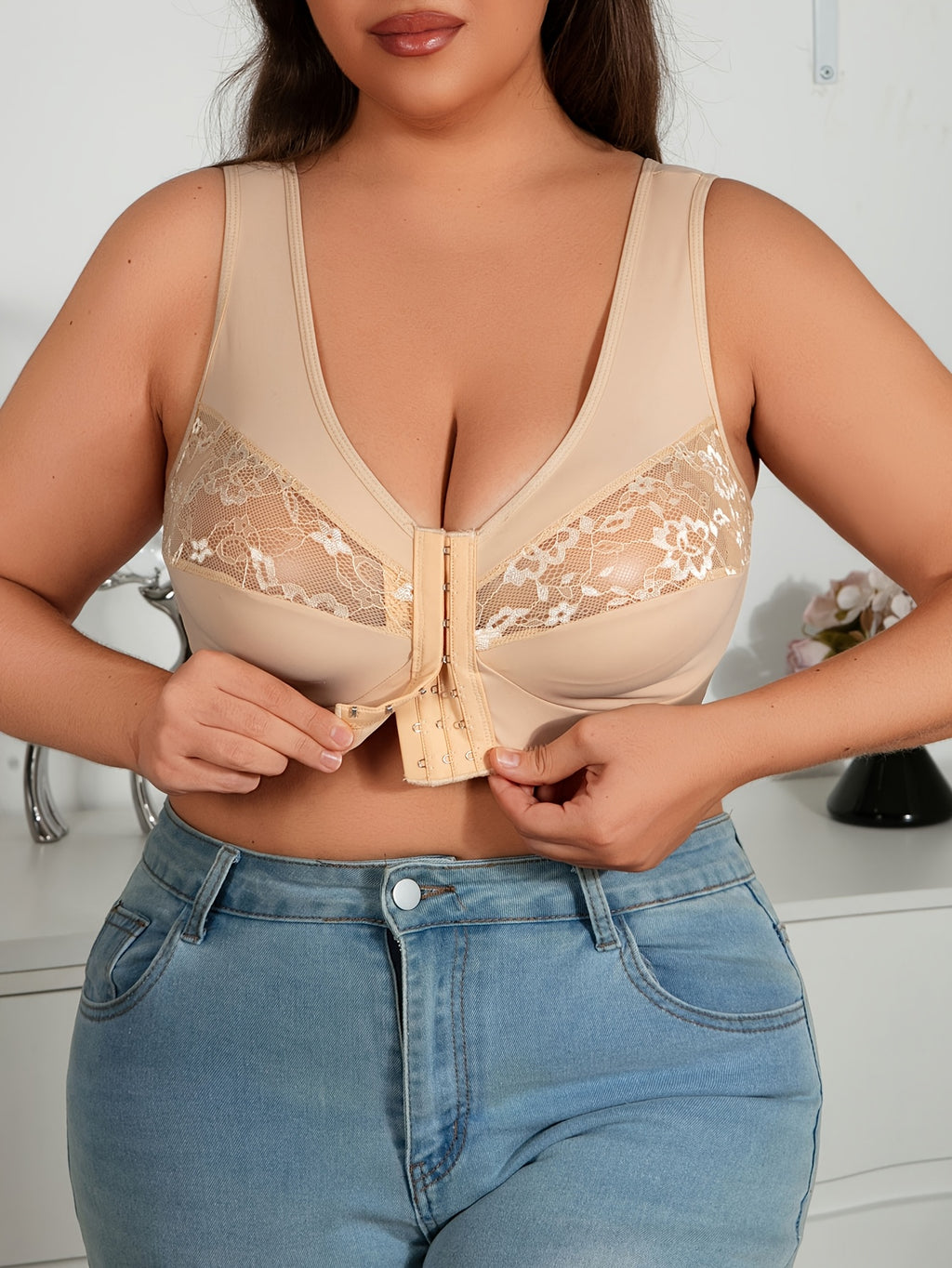 Soutien-gorge couvrant grande taille, bande de dentelle