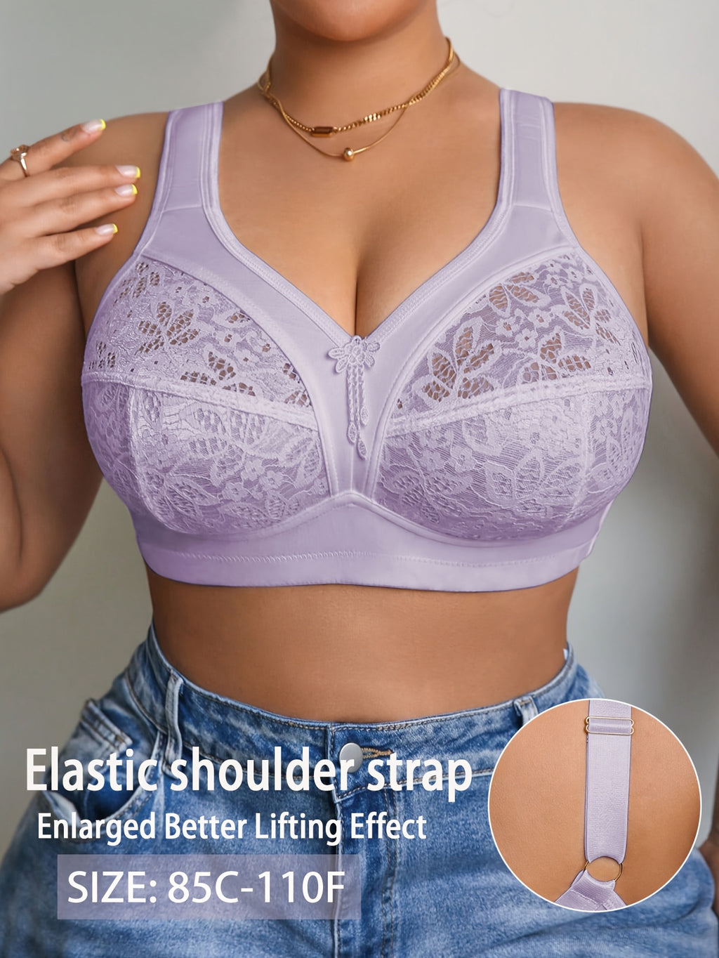 Soutien-gorge emboîtant grande taille — Lilas pâle et tulle