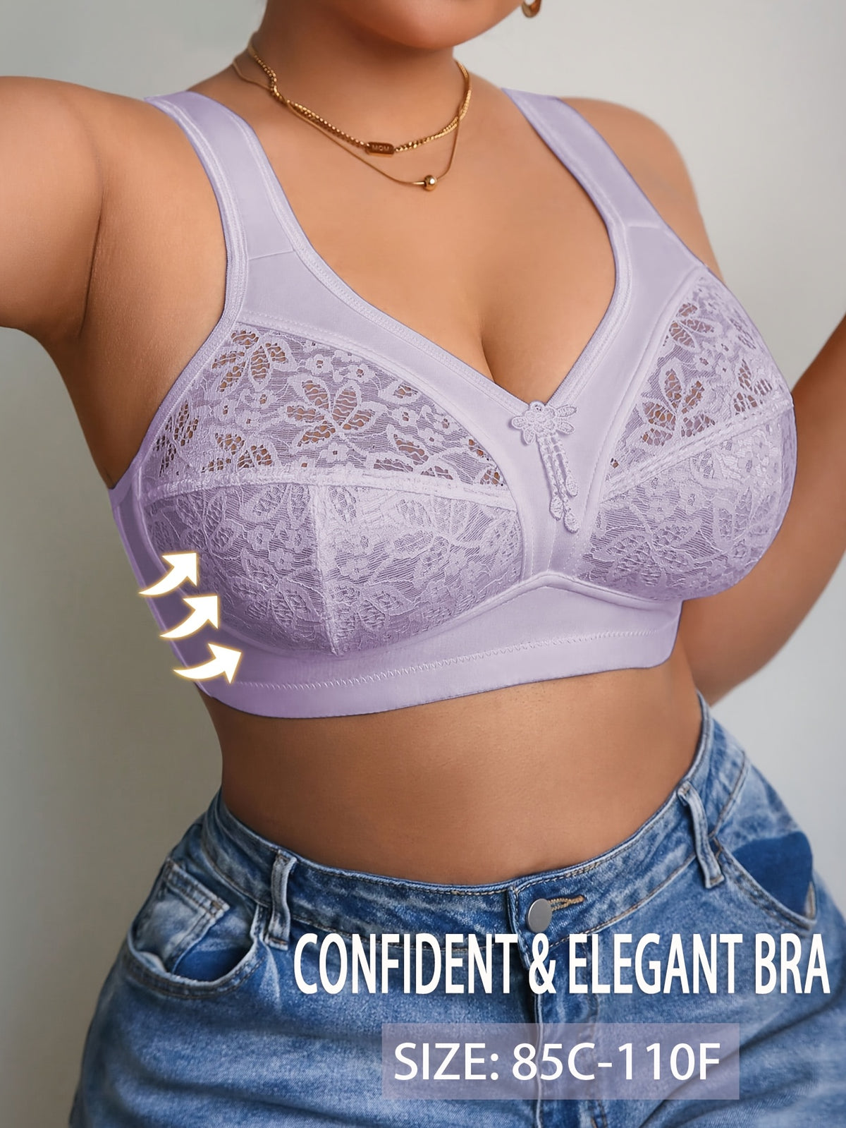 Soutien-gorge emboîtant grande taille — Lilas pâle et tulle