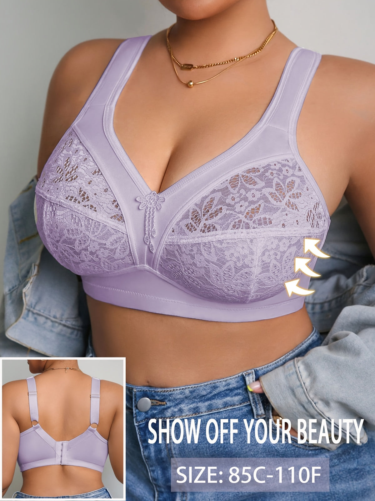 Soutien-gorge emboîtant grande taille — Lilas pâle et tulle