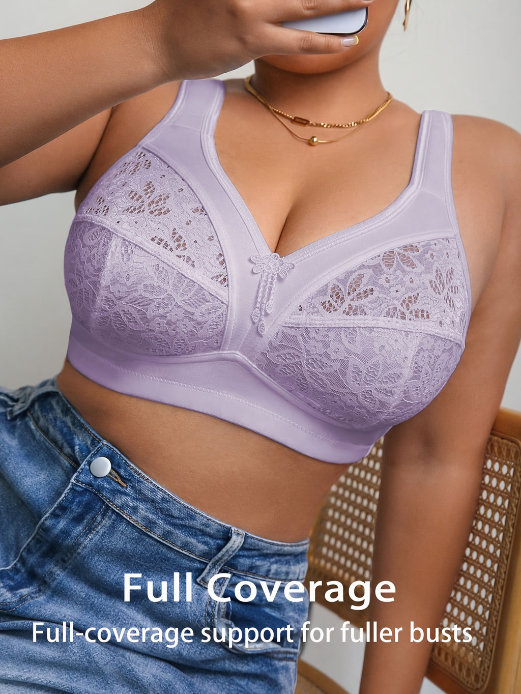 Soutien-gorge emboîtant grande taille — Lilas pâle et tulle