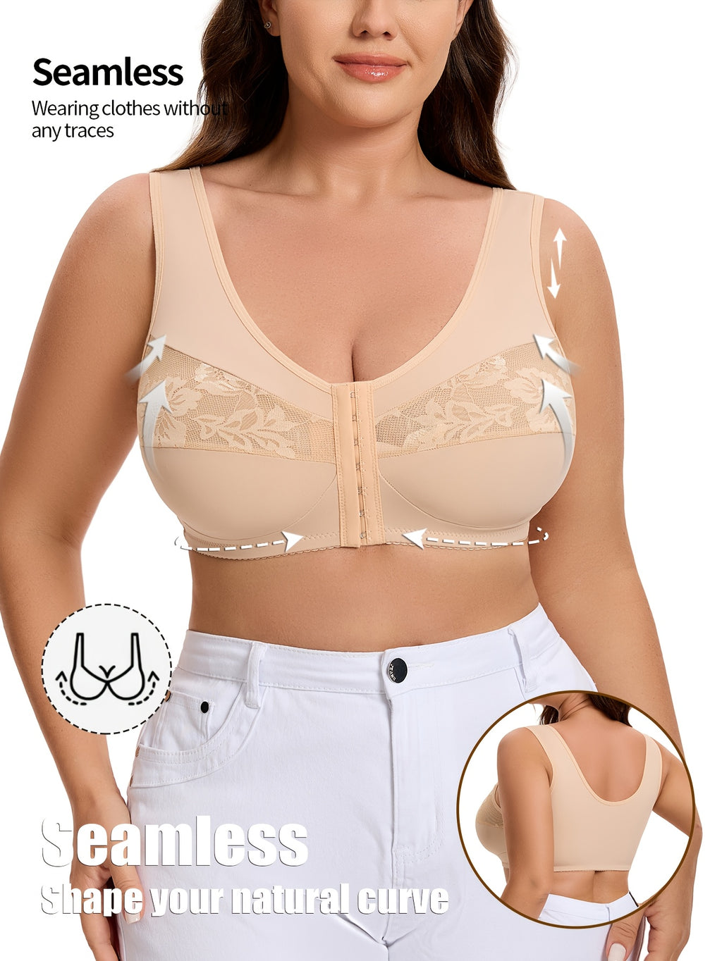Soutien-gorge grande taille — Agrafé devant, jusqu'au 7XL