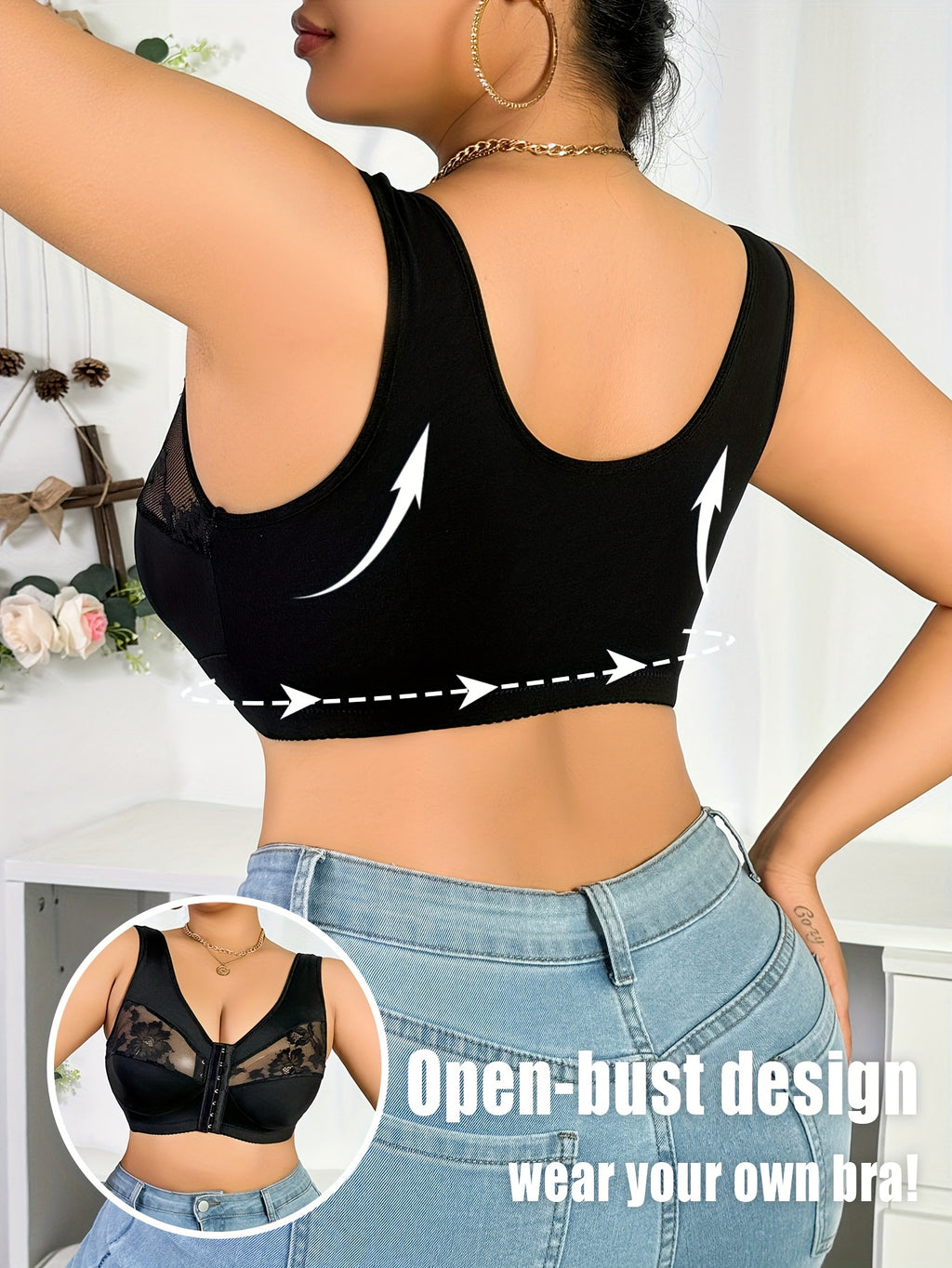 Soutien-gorge grande taille — Agrafé devant, jusqu'au 7XL