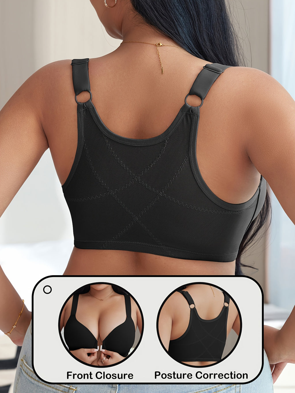 Soutien-gorge grande taille — Armature, clip devant, dos en X