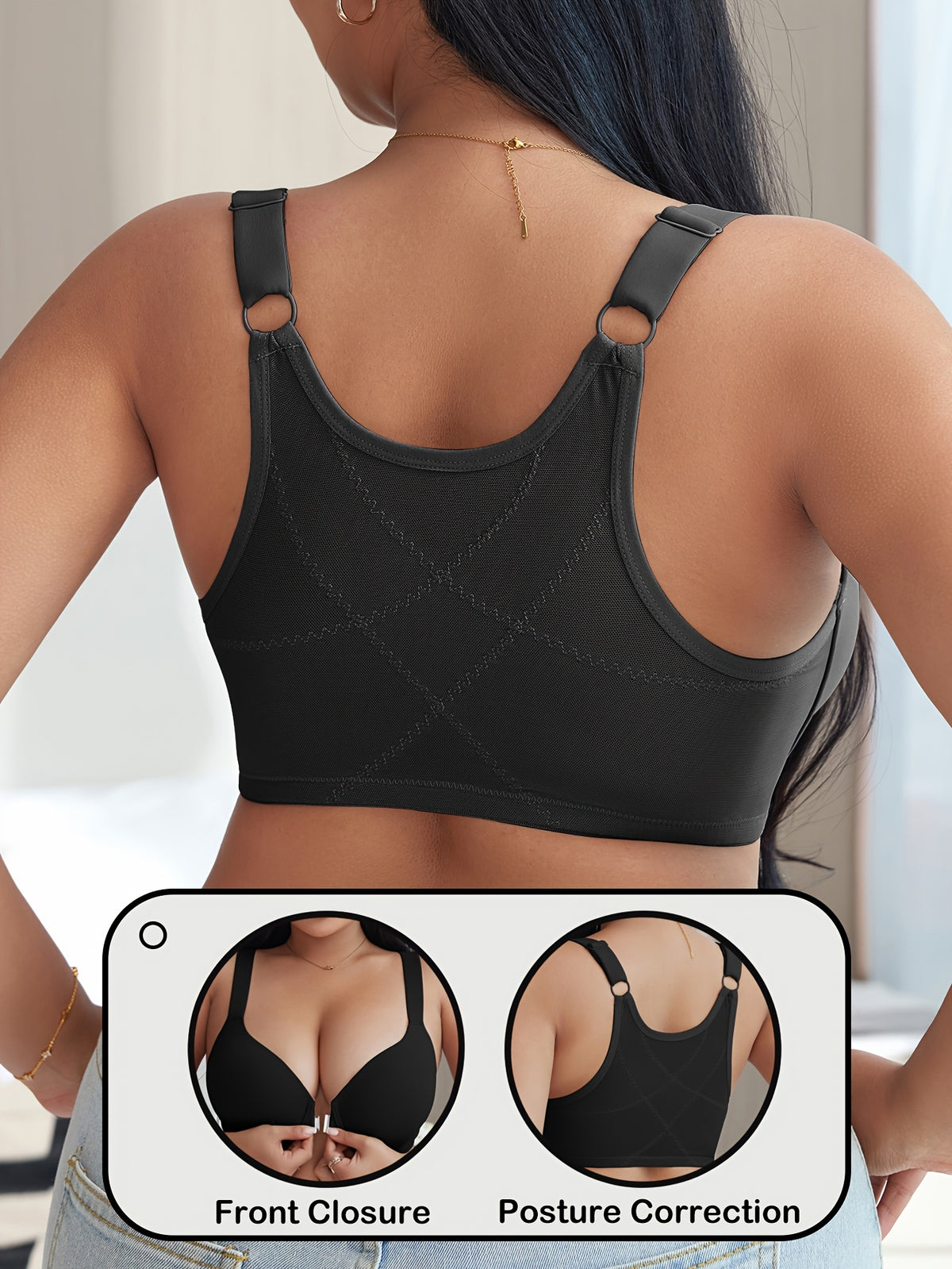 Soutien-gorge grande taille — Armature, clip devant, dos en X