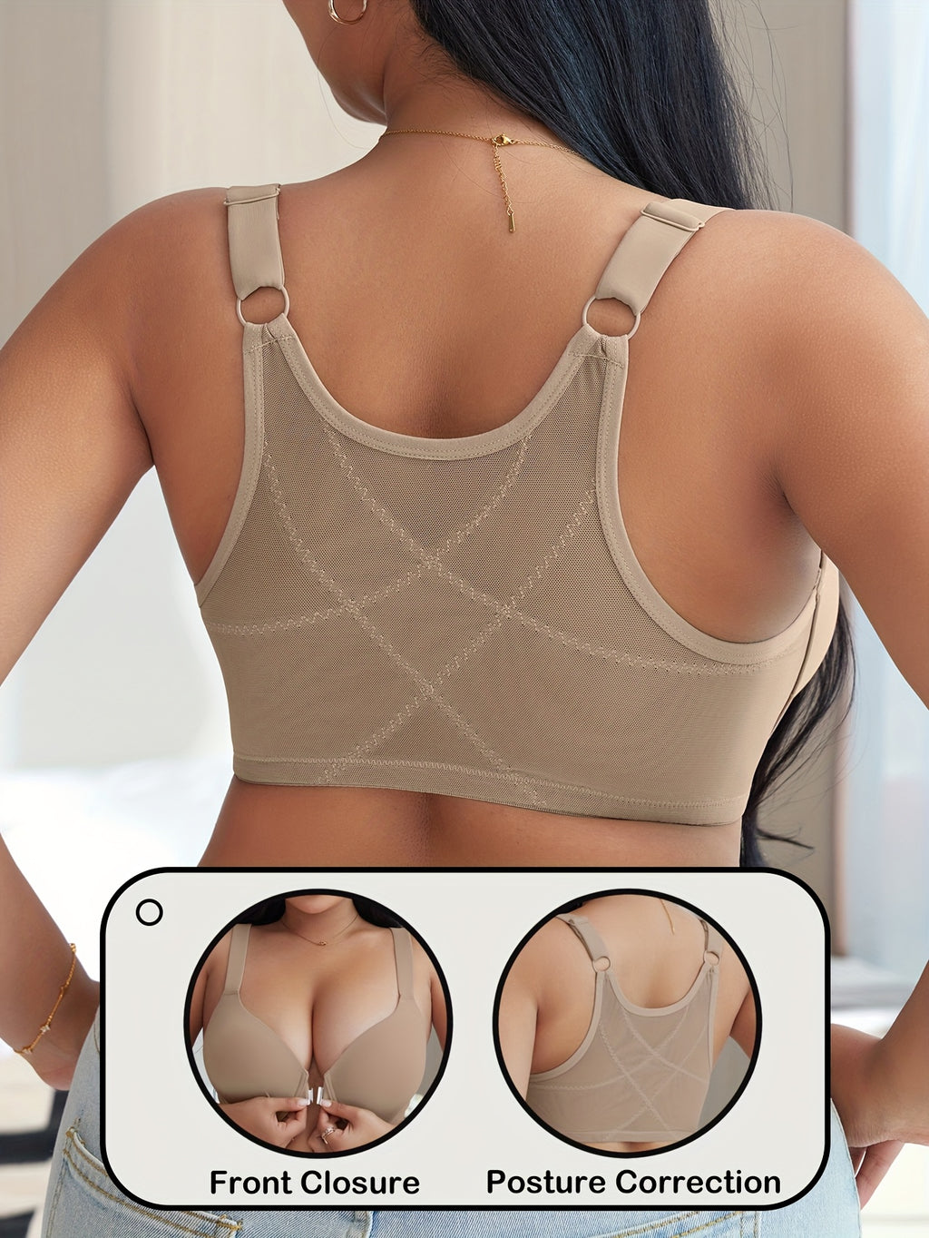 Soutien-gorge grande taille — Armature, clip devant, dos en X