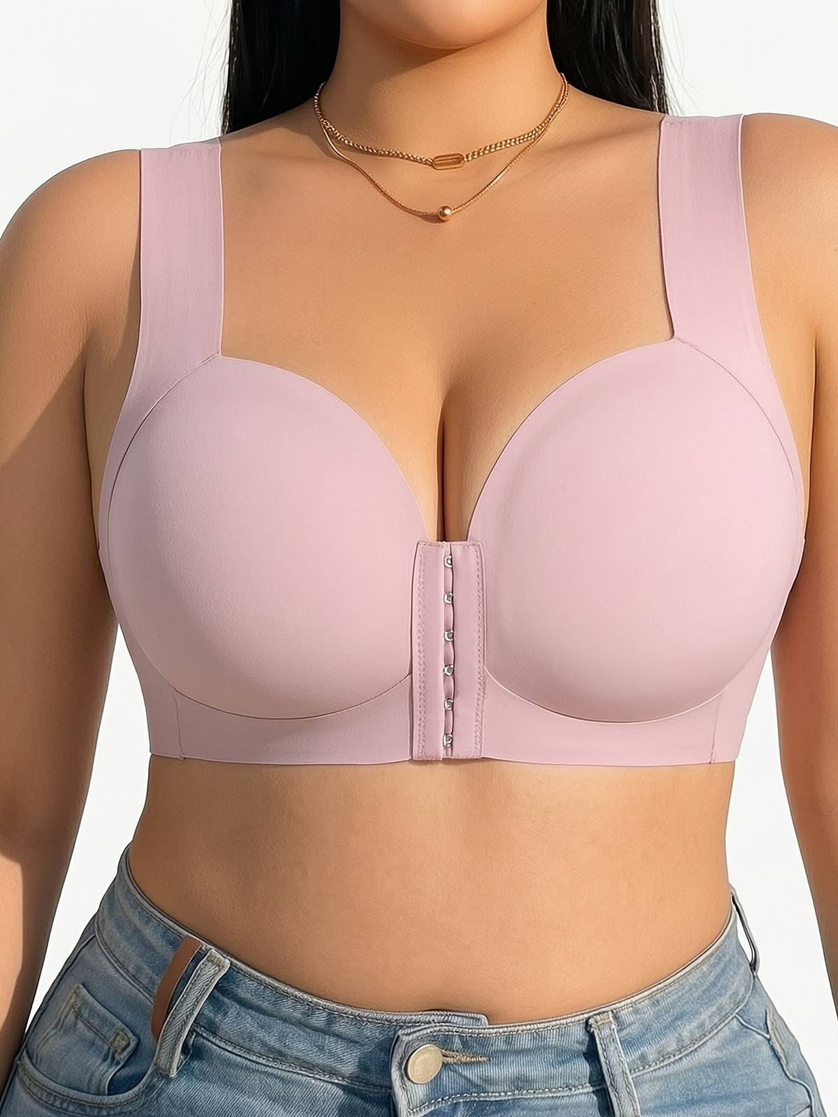 Soutien-gorge grande taille — Épaules carrées, clip devant