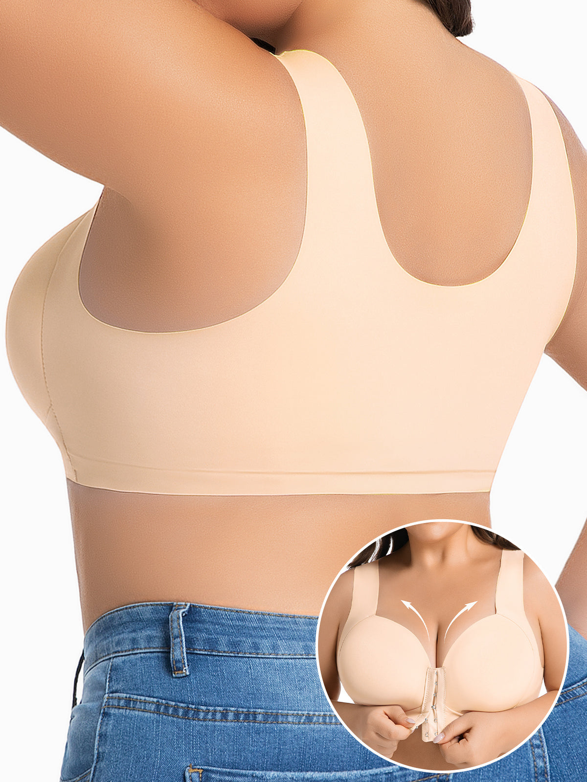 Soutien-gorge grande taille — Épaules carrées, clip devant