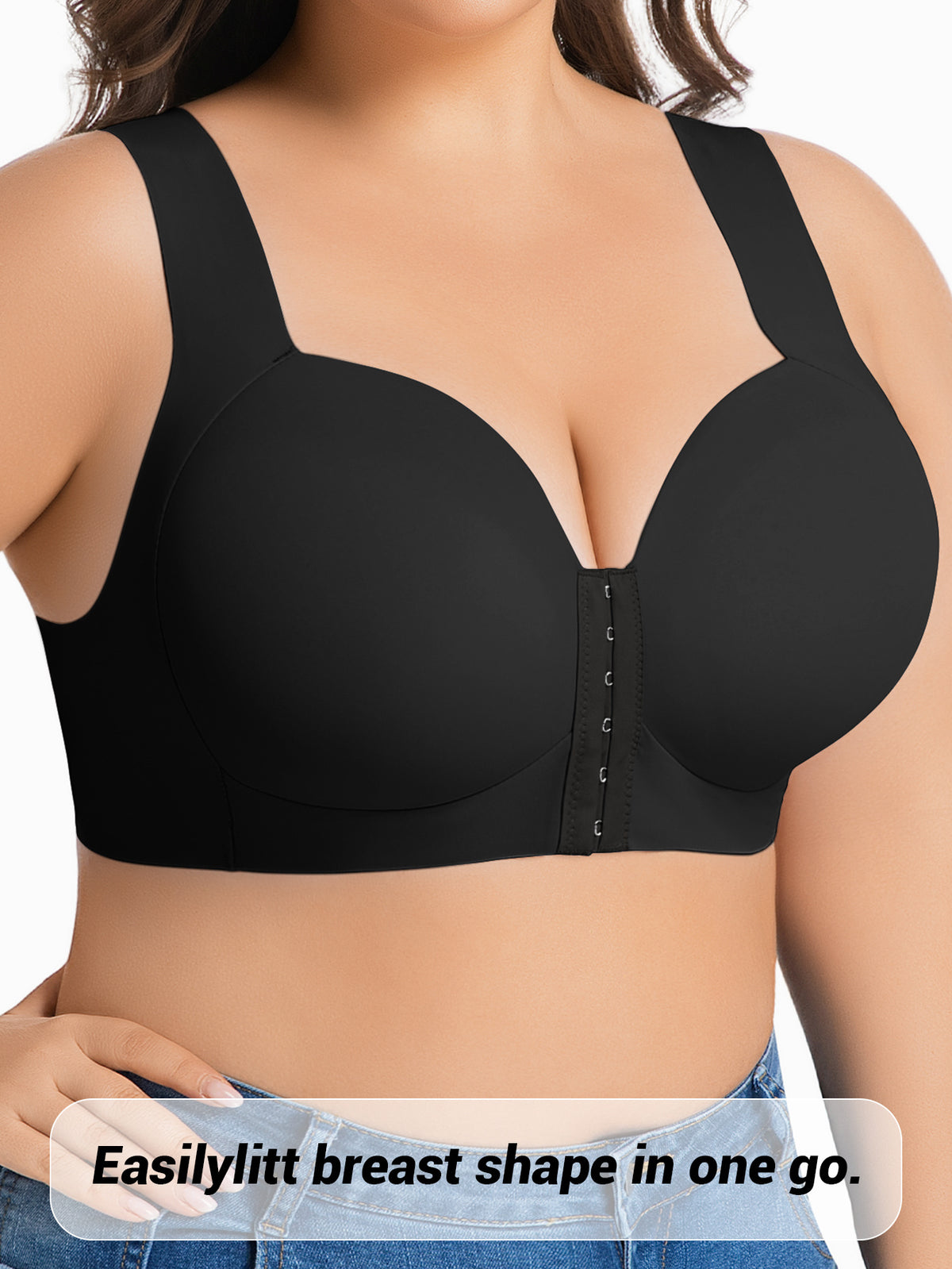 Soutien-gorge grande taille — Épaules carrées, clip devant