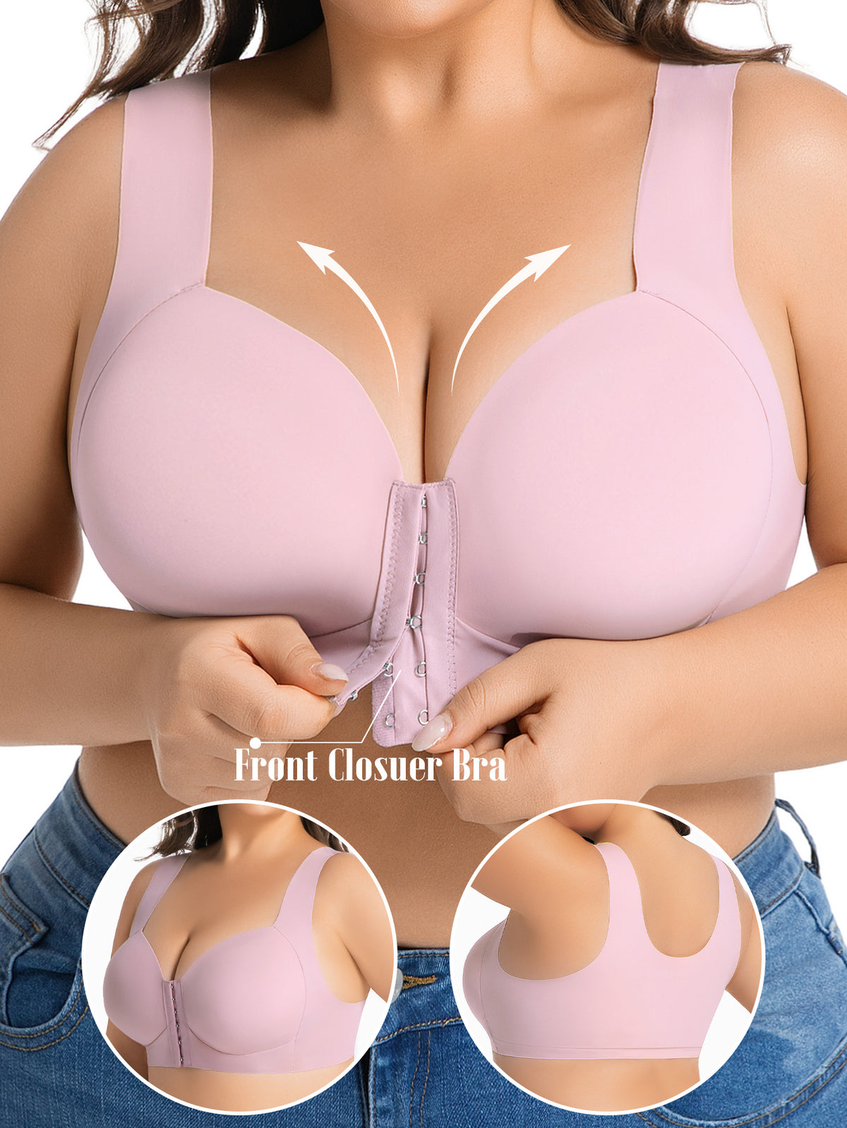 Soutien-gorge grande taille — Épaules carrées, clip devant