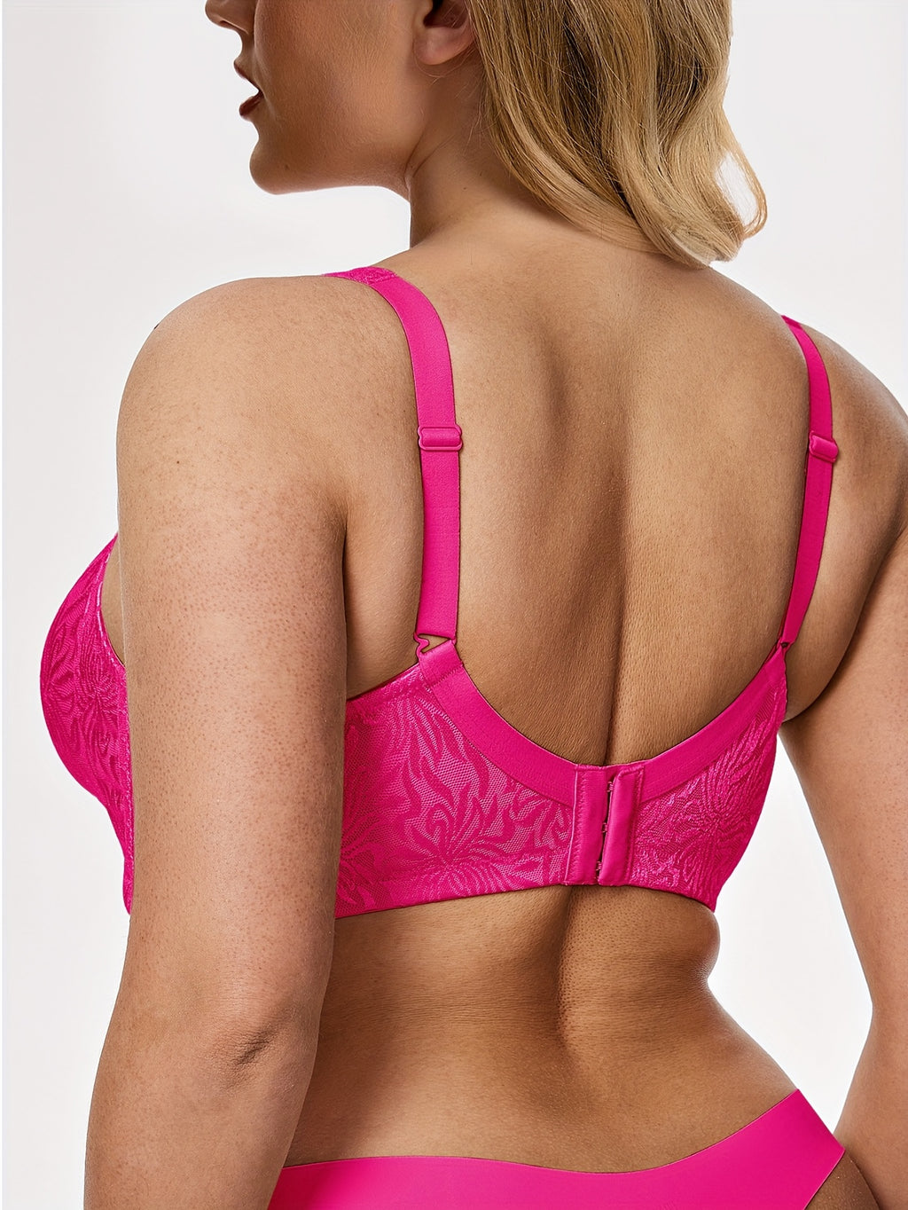 Soutien-gorge grande taille — Bord festonné et jacquard
