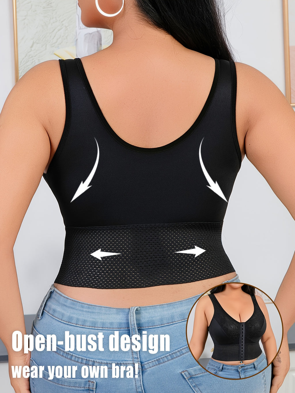Soutien-gorge grande taille, large ceinture en mesh alvéolé