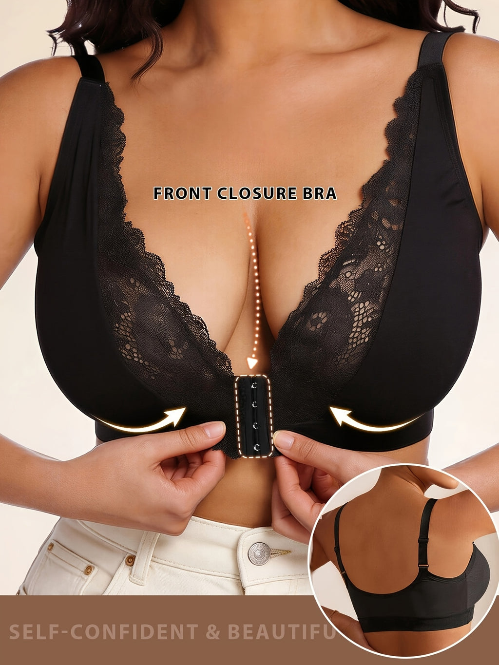 Soutien-gorge grande taille, dentelle, coques intégrées