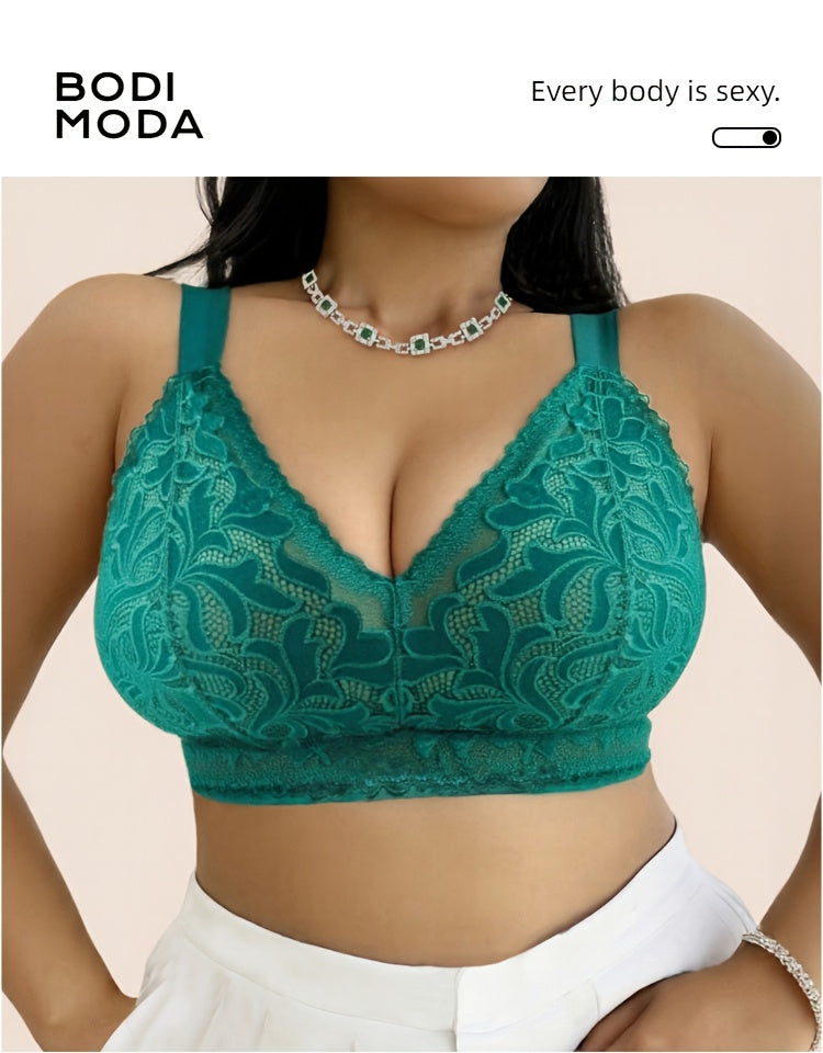 Soutien-gorge grande taille, dentelle et baleines souples
