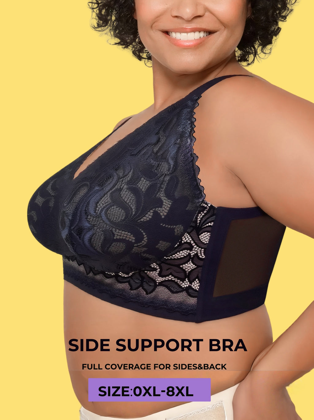 Soutien-gorge grande taille, dentelle et baleines souples