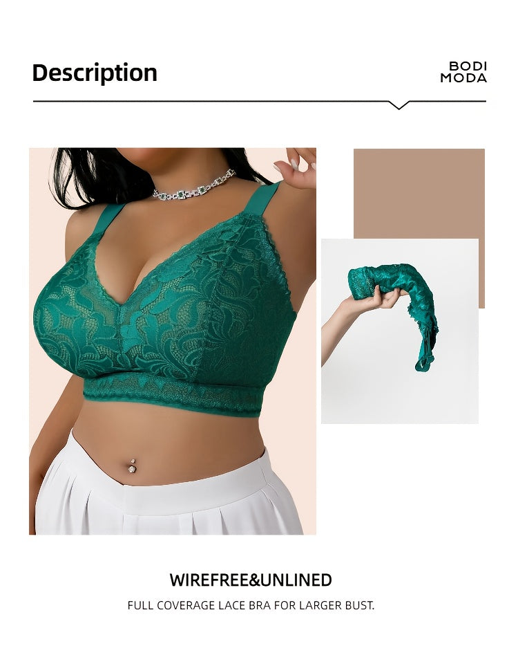 Soutien-gorge grande taille, dentelle et baleines souples