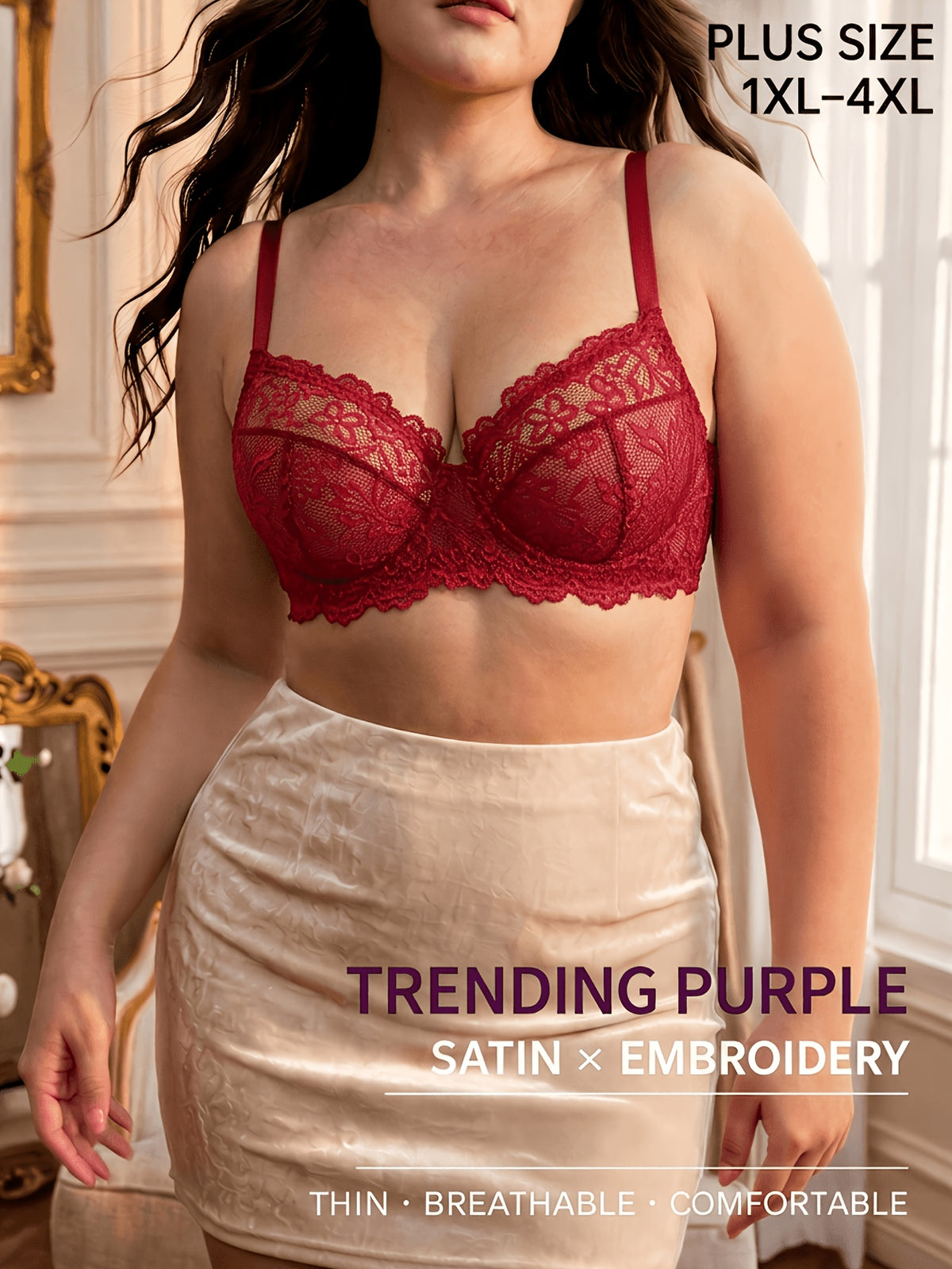 Soutien-gorge grande taille, feston à cils