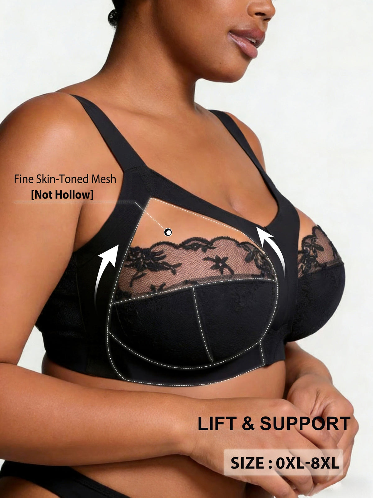 Soutien-gorge grande taille — Dentelle doublée ton chair