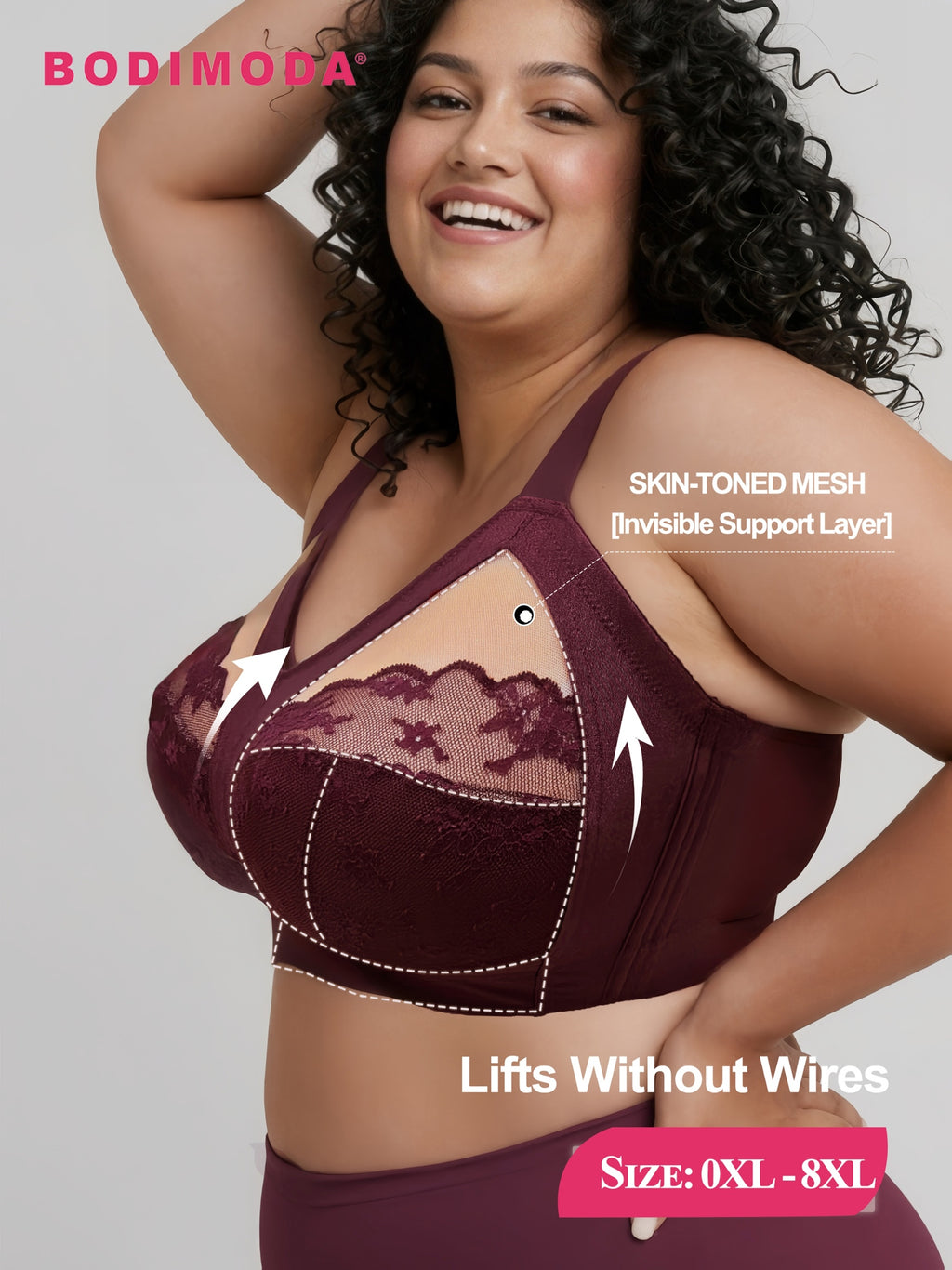 Soutien-gorge grande taille — Dentelle doublée ton chair