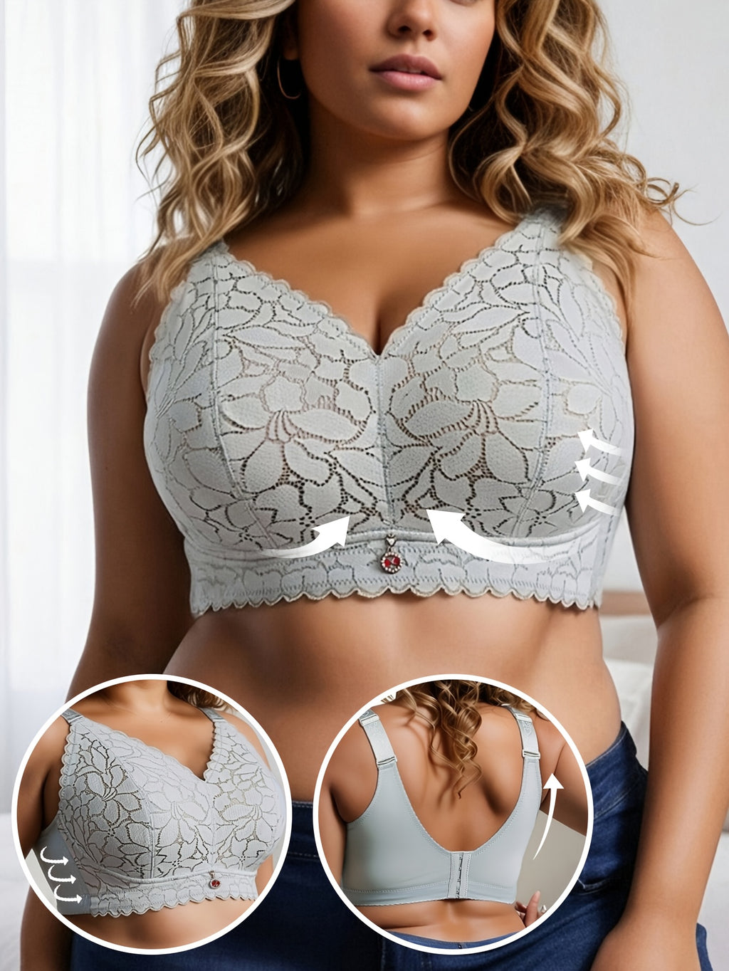 Soutien-gorge grande taille — Dentelle festonnée cinq teintes