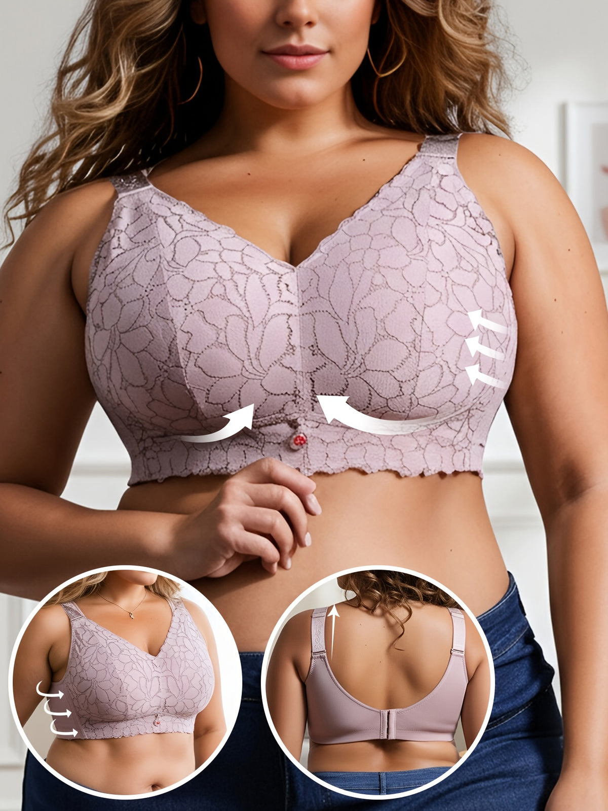 Soutien-gorge grande taille — Dentelle festonnée cinq teintes