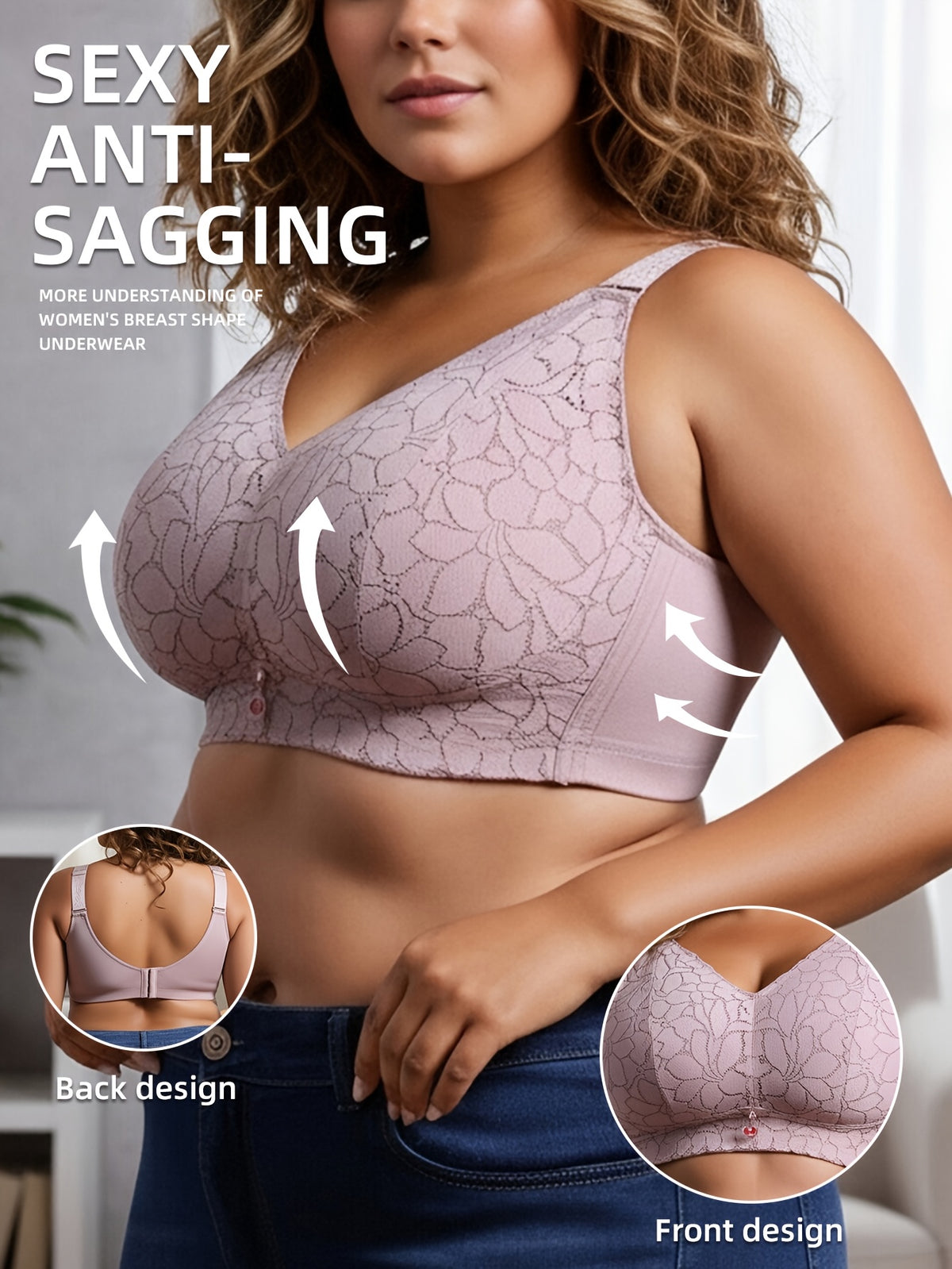 Soutien-gorge grande taille — Dentelle festonnée cinq teintes