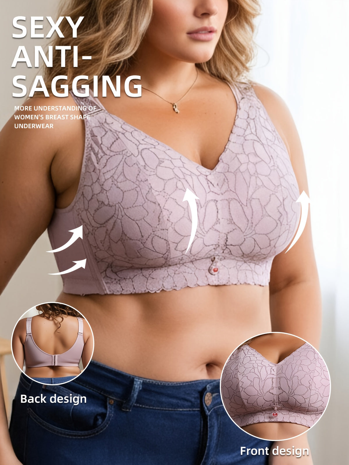 Soutien-gorge grande taille — Dentelle festonnée cinq teintes