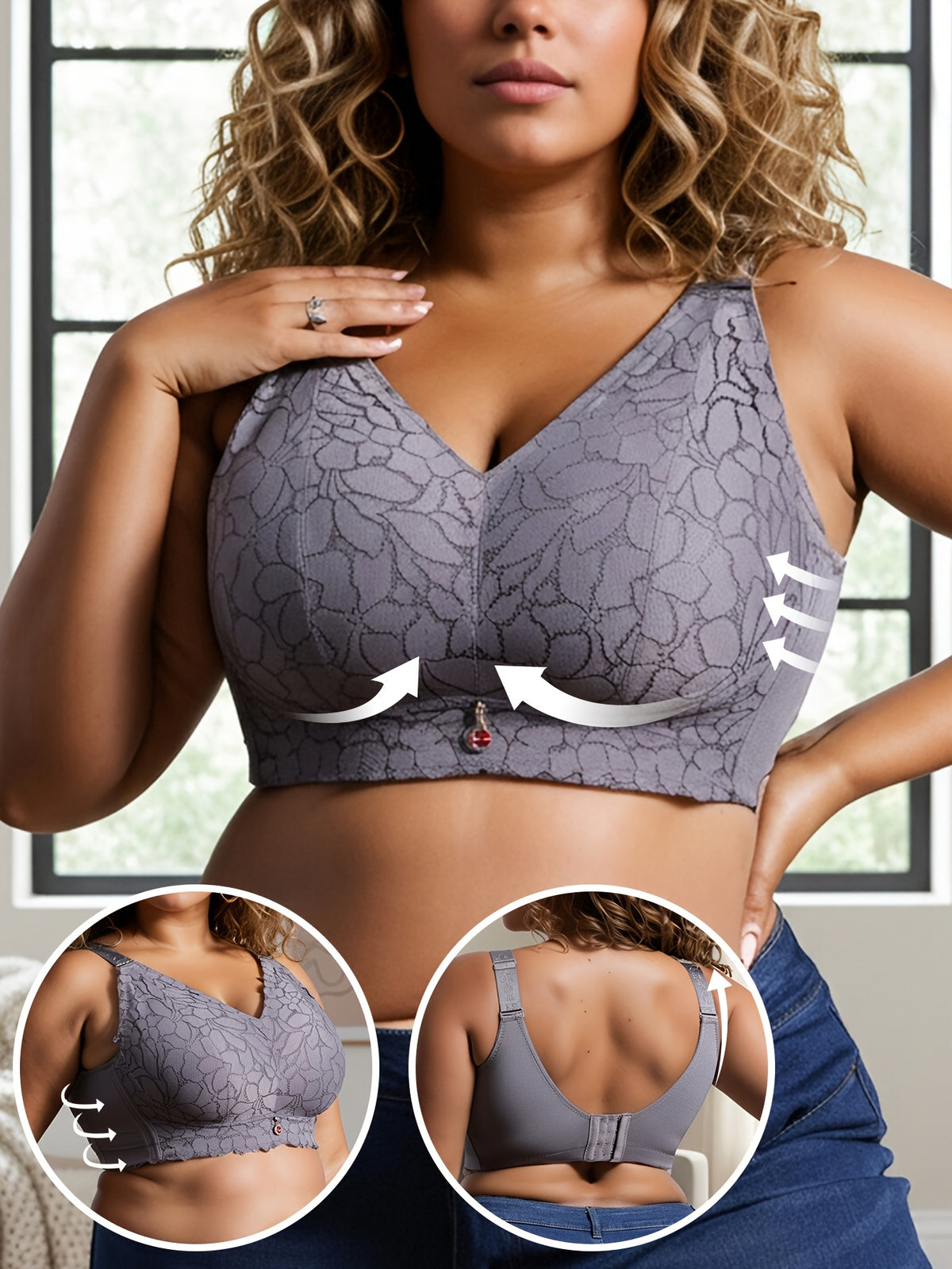 Soutien-gorge grande taille — Dentelle festonnée cinq teintes
