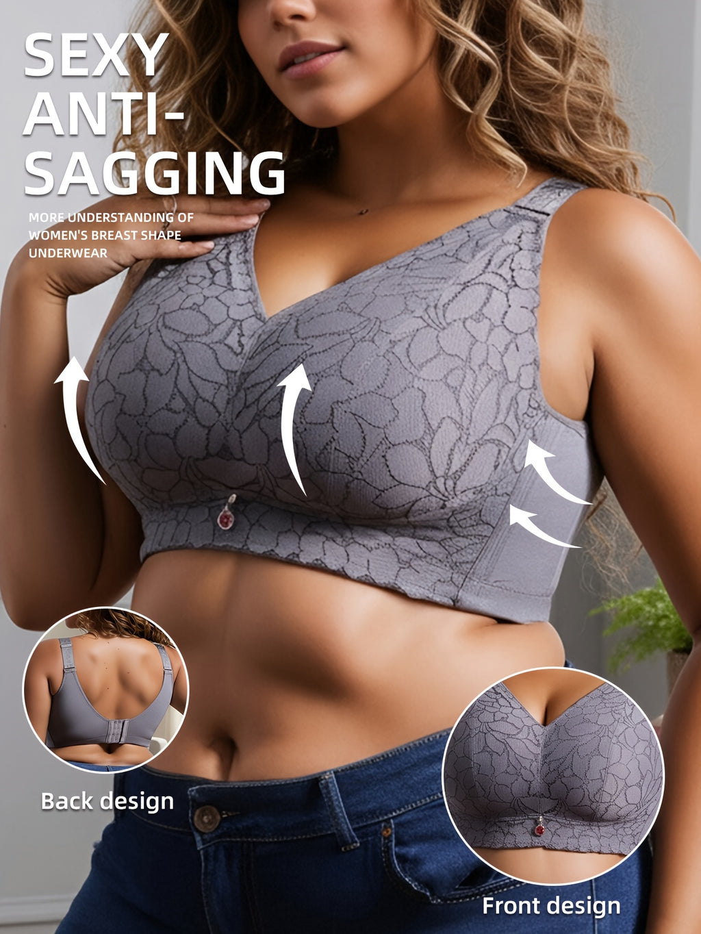 Soutien-gorge grande taille — Dentelle festonnée cinq teintes