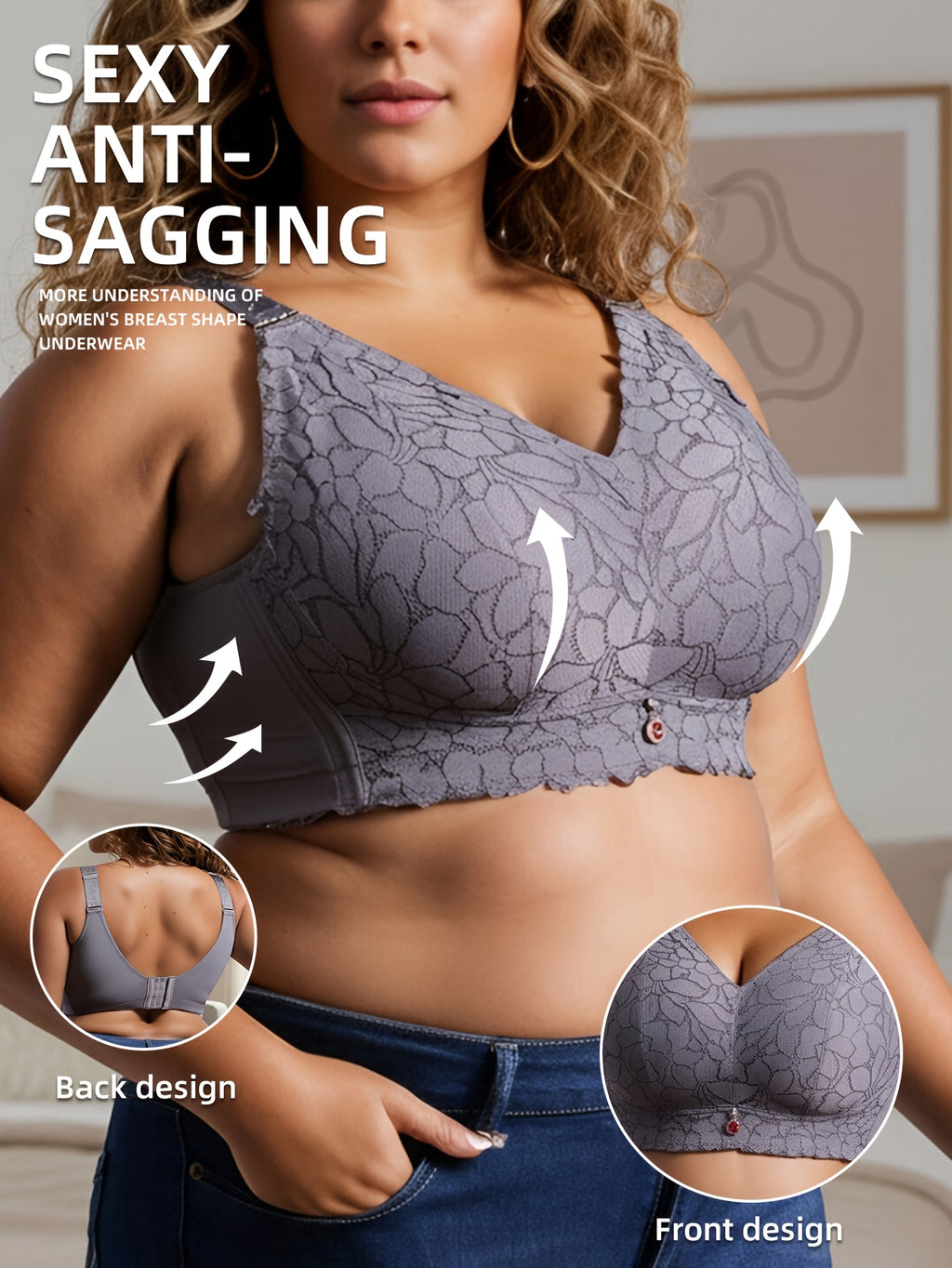 Soutien-gorge grande taille — Dentelle festonnée cinq teintes
