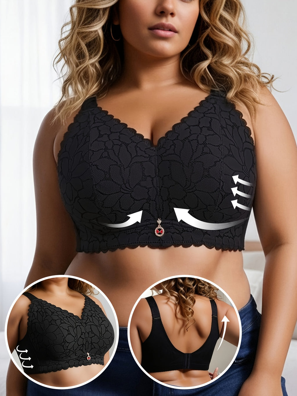 Soutien-gorge grande taille — Dentelle festonnée cinq teintes