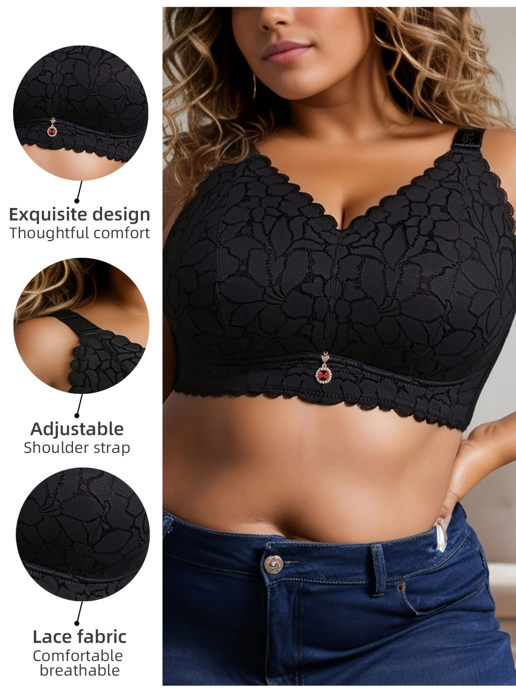 Soutien-gorge grande taille — Dentelle festonnée cinq teintes