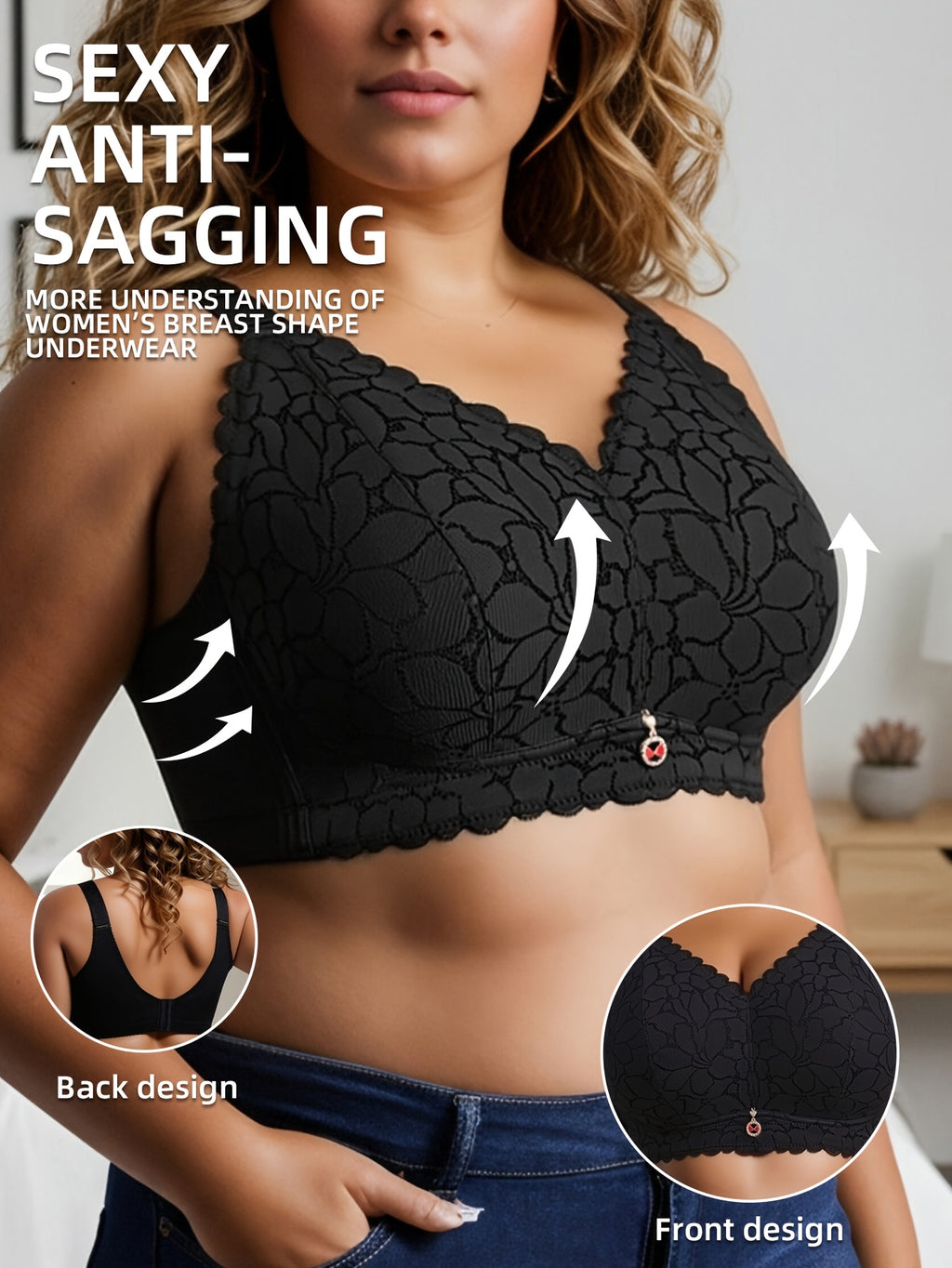 Soutien-gorge grande taille — Dentelle festonnée cinq teintes