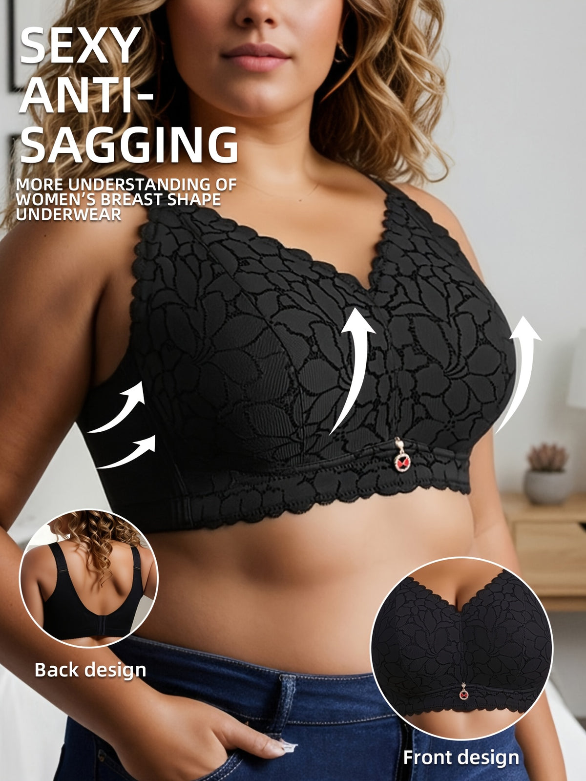 Soutien-gorge grande taille — Dentelle festonnée cinq teintes