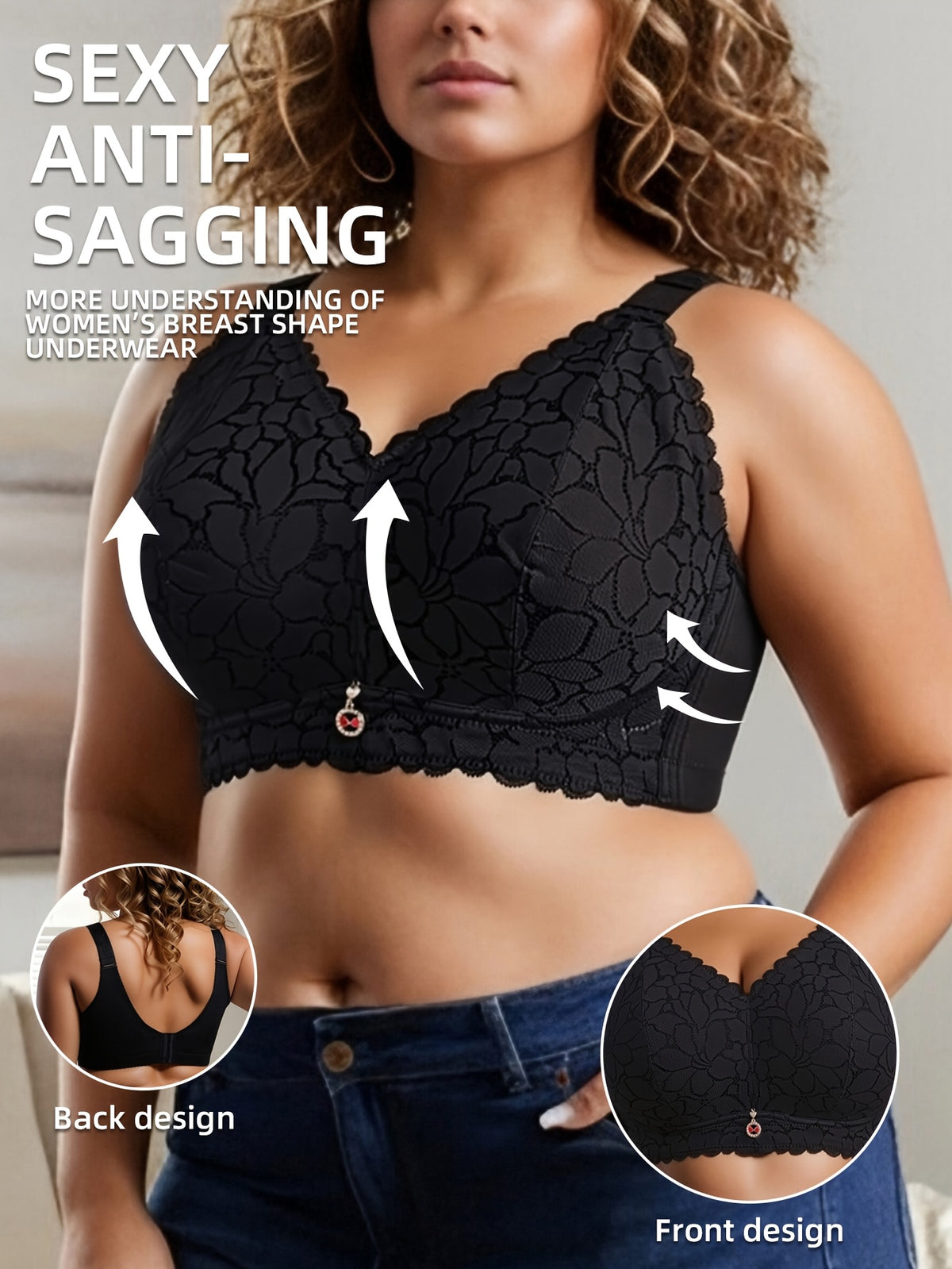 Soutien-gorge grande taille — Dentelle festonnée cinq teintes