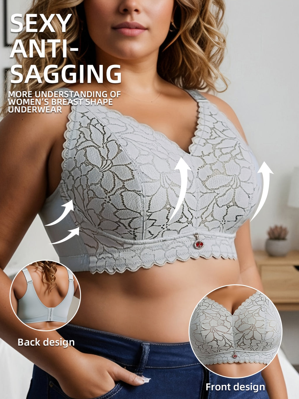 Soutien-gorge grande taille — Dentelle festonnée cinq teintes