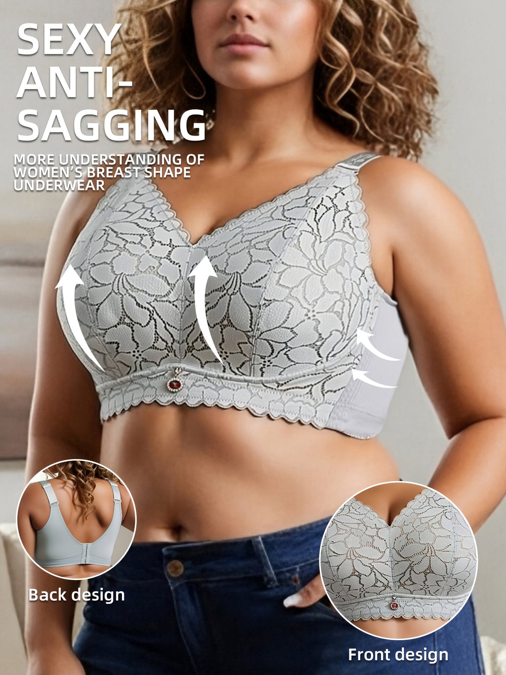 Soutien-gorge grande taille — Dentelle festonnée cinq teintes