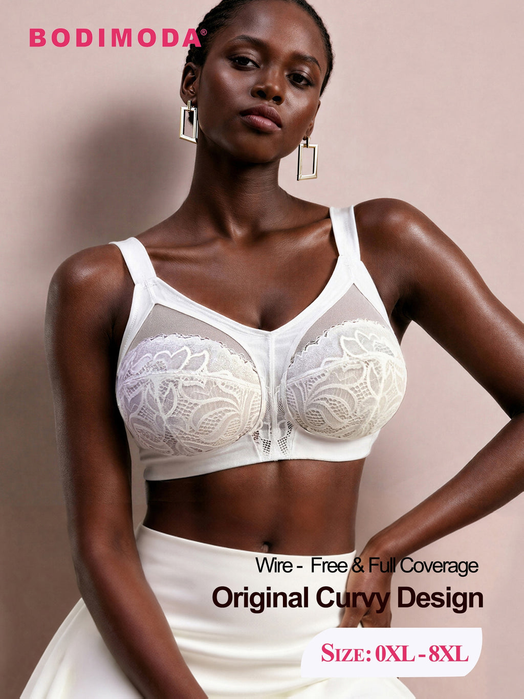 Soutien-gorge grande taille — Dentelle rose du 0XL au 8XL