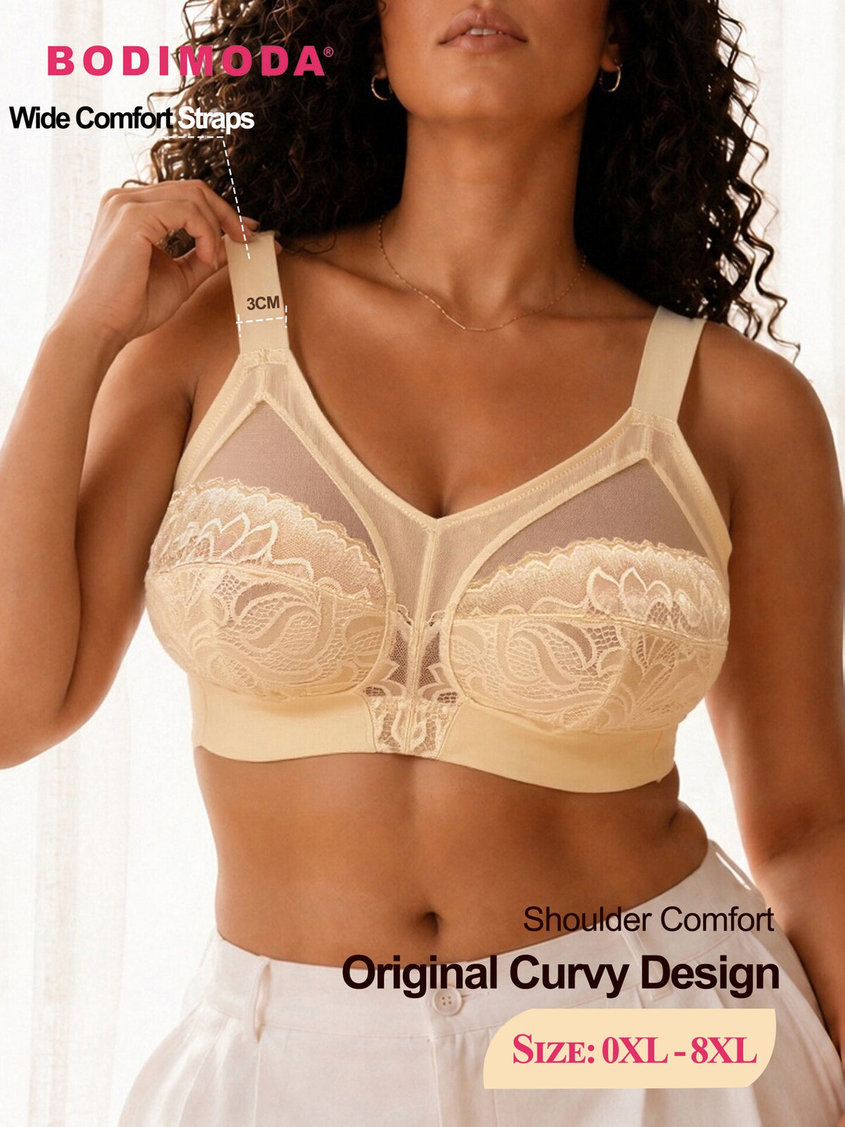 Soutien-gorge grande taille — Dentelle rose du 0XL au 8XL