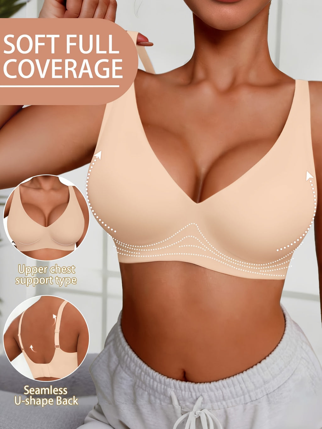 Soutien-gorge grande taille — Dos en U et montage sans couture