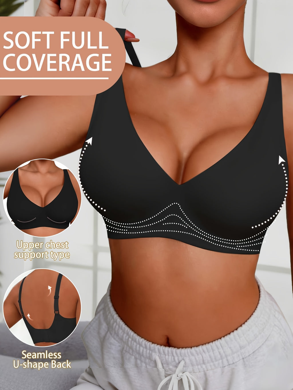 Soutien-gorge grande taille — Dos en U et montage sans couture