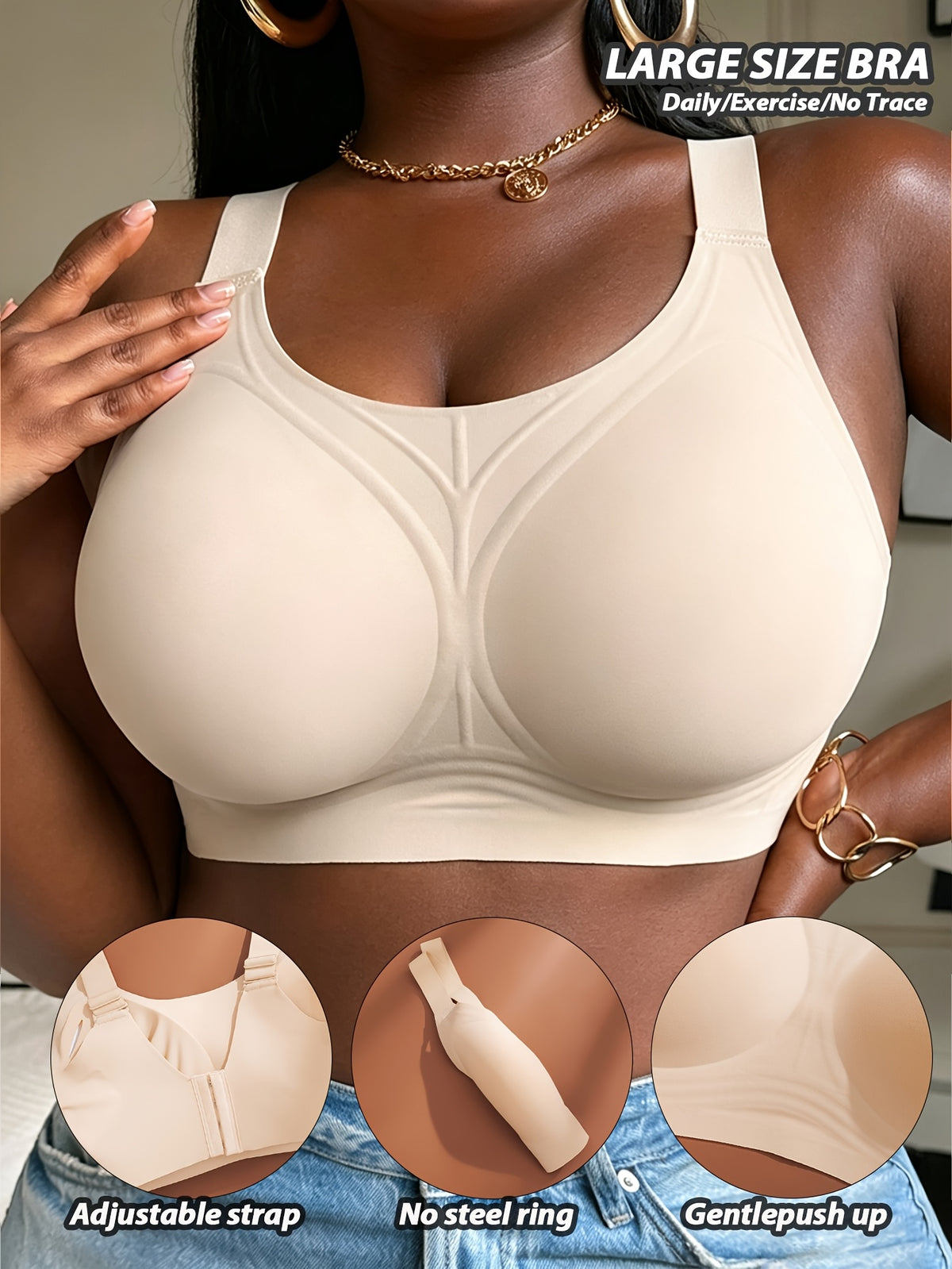 Soutien-gorge grande taille — Moulage sans armature, trois unis