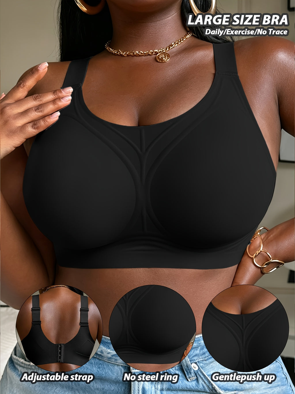Soutien-gorge grande taille — Moulage sans armature, trois unis