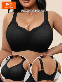 Soutien-gorge grande taille — Jersey gaufré noir à baleines
