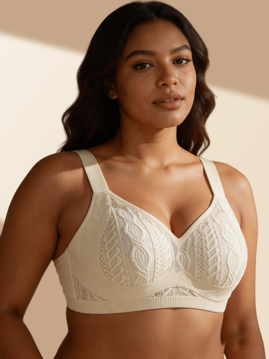 Soutien-gorge grande taille — Tricot ajouré, bonnet souple