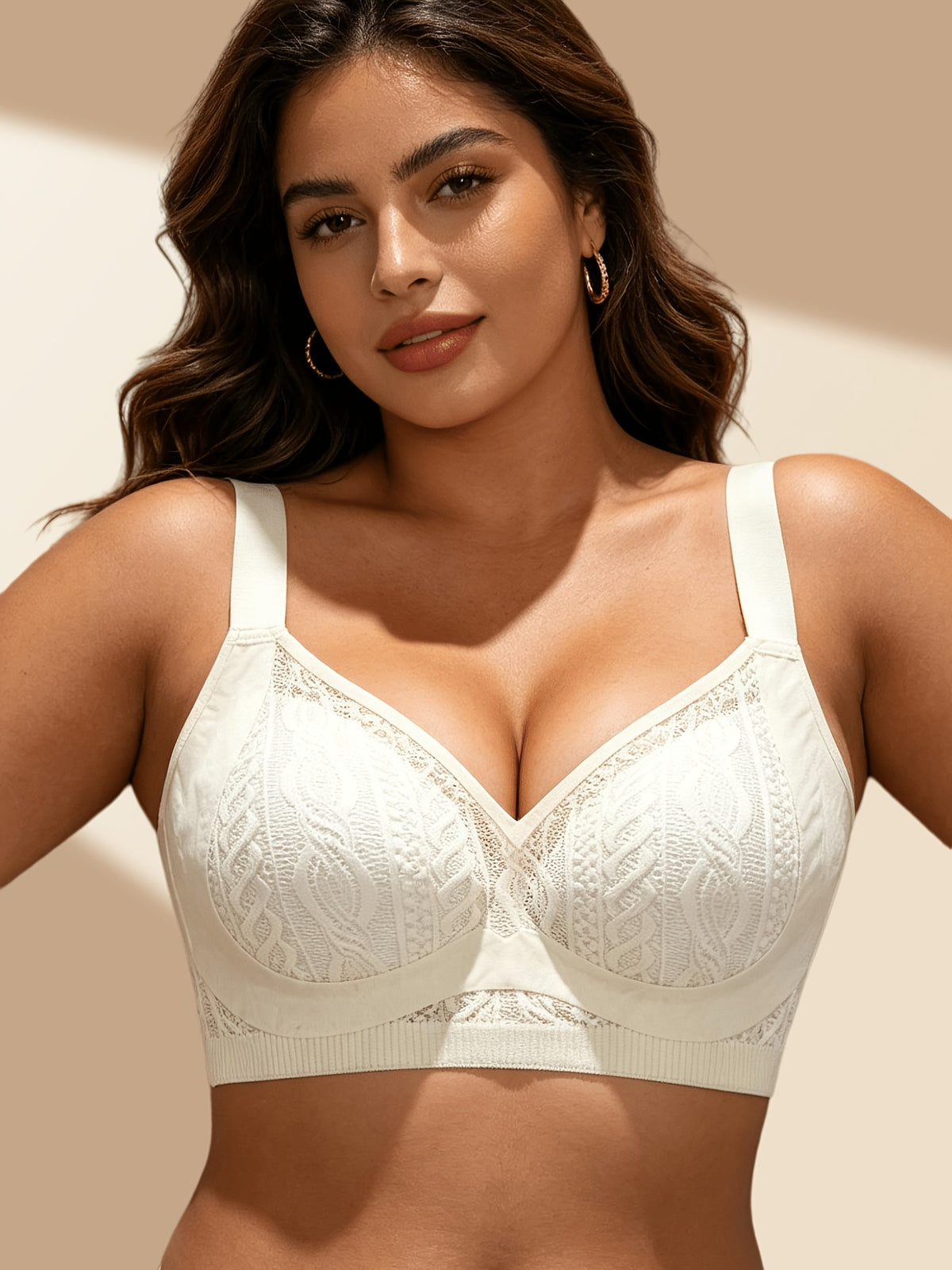 Soutien-gorge grande taille — Tricot ajouré, bonnet souple