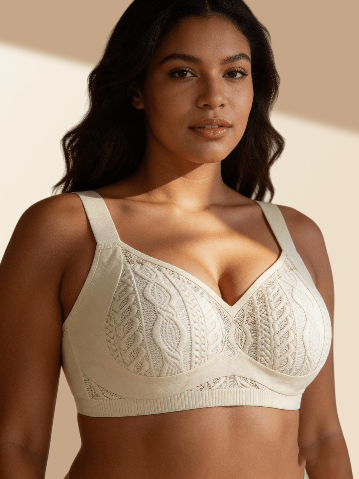 Soutien-gorge grande taille — Tricot ajouré, bonnet souple